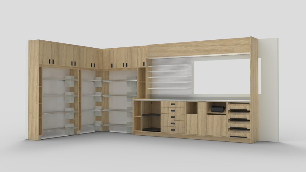 Zone pilulier: Mobilier de rangement ergonomique et optimisé pour l'inventaire de laboratoire. Zone pilulier: Mobilier de rangement ergonomique et optimisé pour l'inventaire de laboratoire.